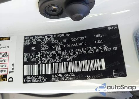 2014 Toyota 4Runner Sr5 Premium z USA, uszkodzony, nr VIN JTEBU5JR1E5185429